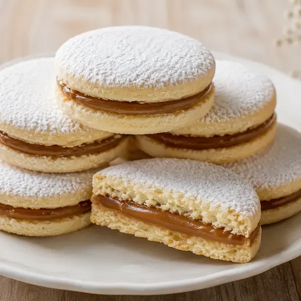 Peruvian alfajores dusted with sugar