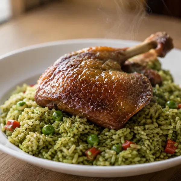A plate of arroz con pato