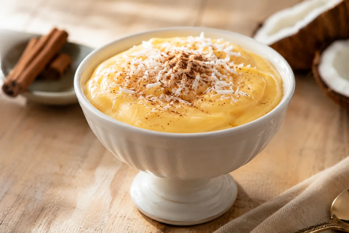 A slice of bienmesabe, coconut custard