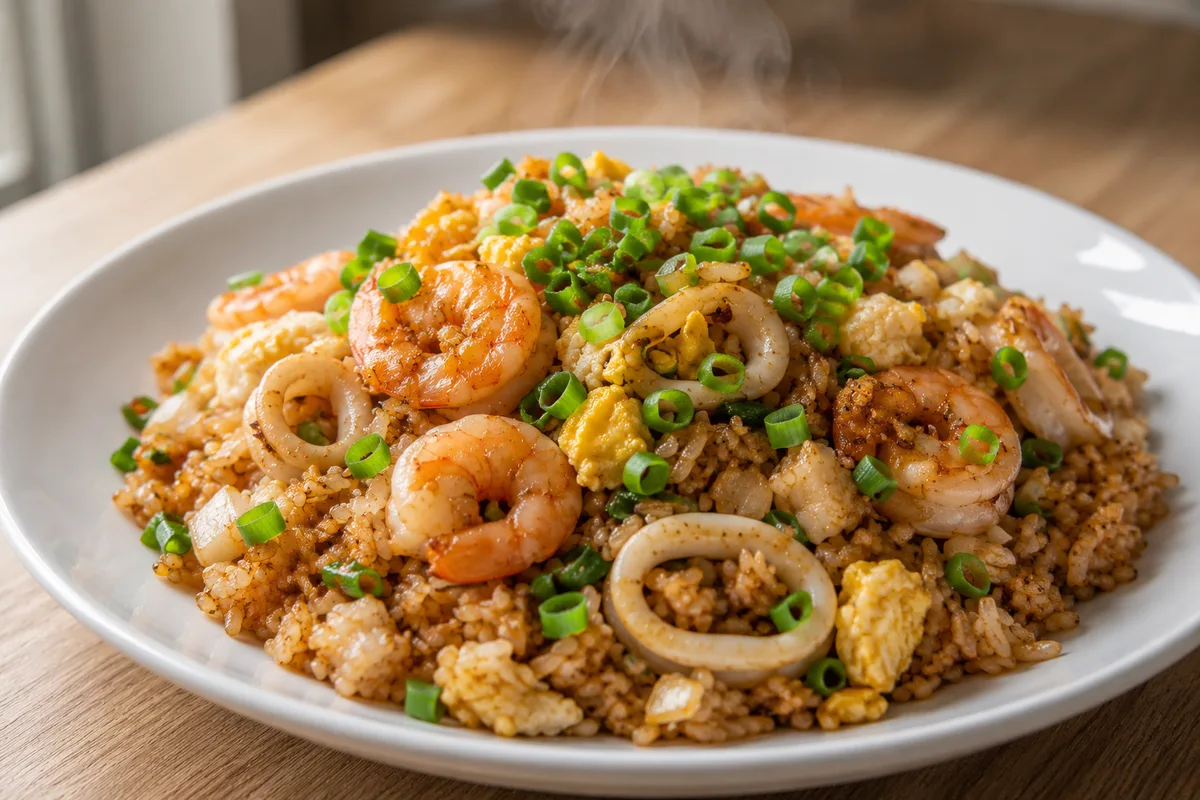 Chaufa de mariscos, seafood fried rice