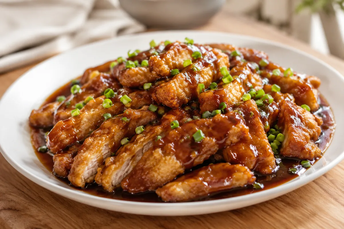 Chi jau kay, egg-battered fried chicken with soy sauce