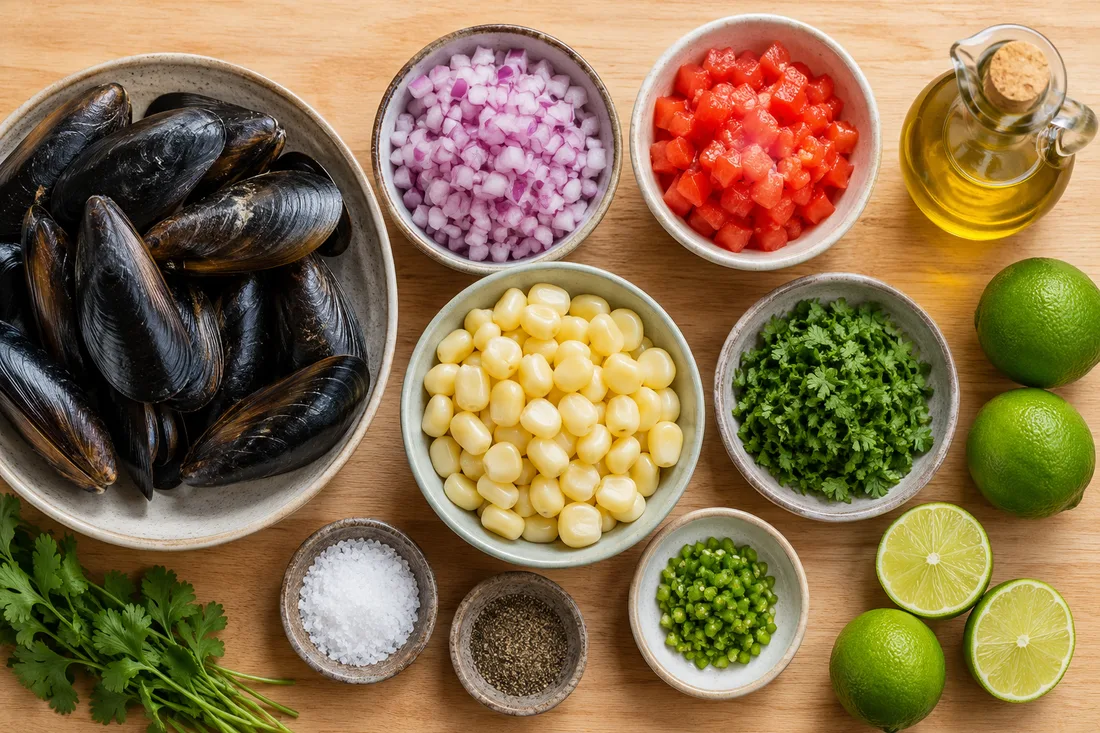 Ingredients for choros a la chalaca
