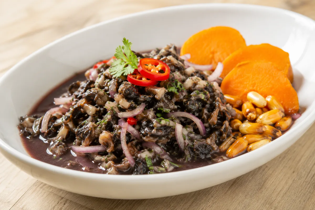 Cebiche de conchas negras, black clam ceviche