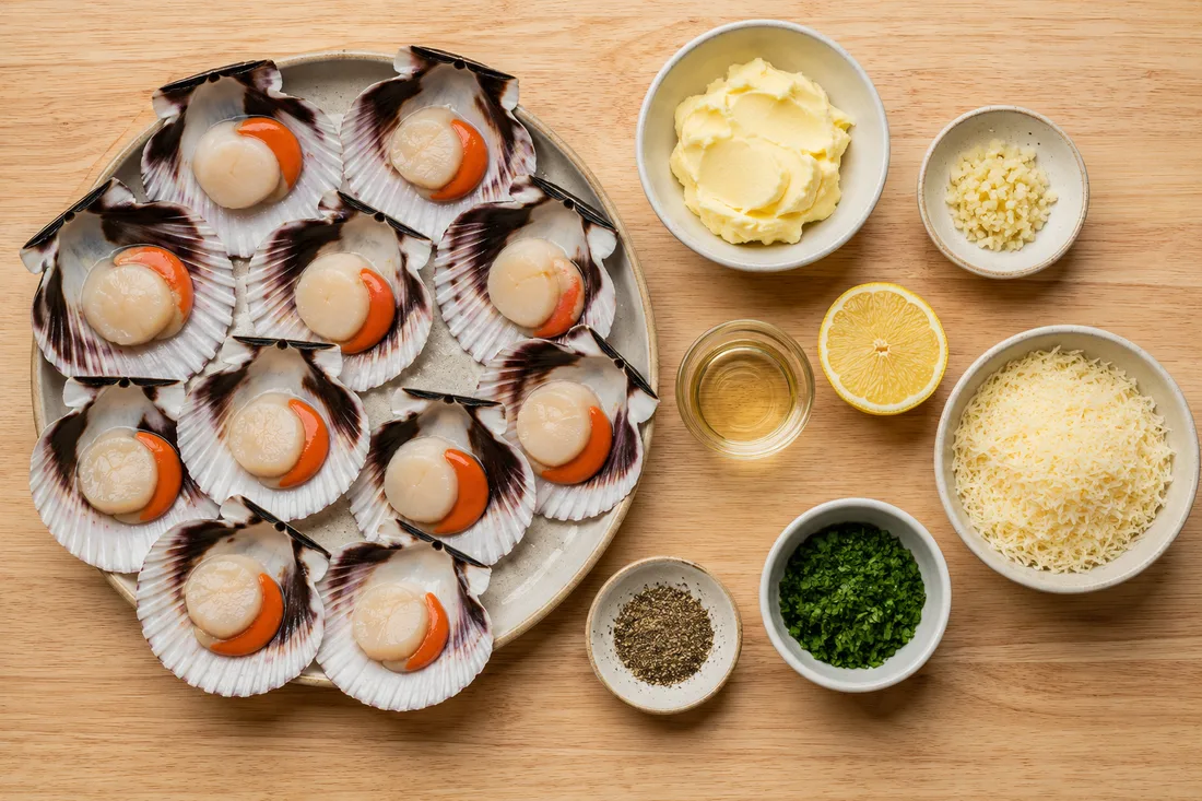 Ingredients for conchitas a la parmesana