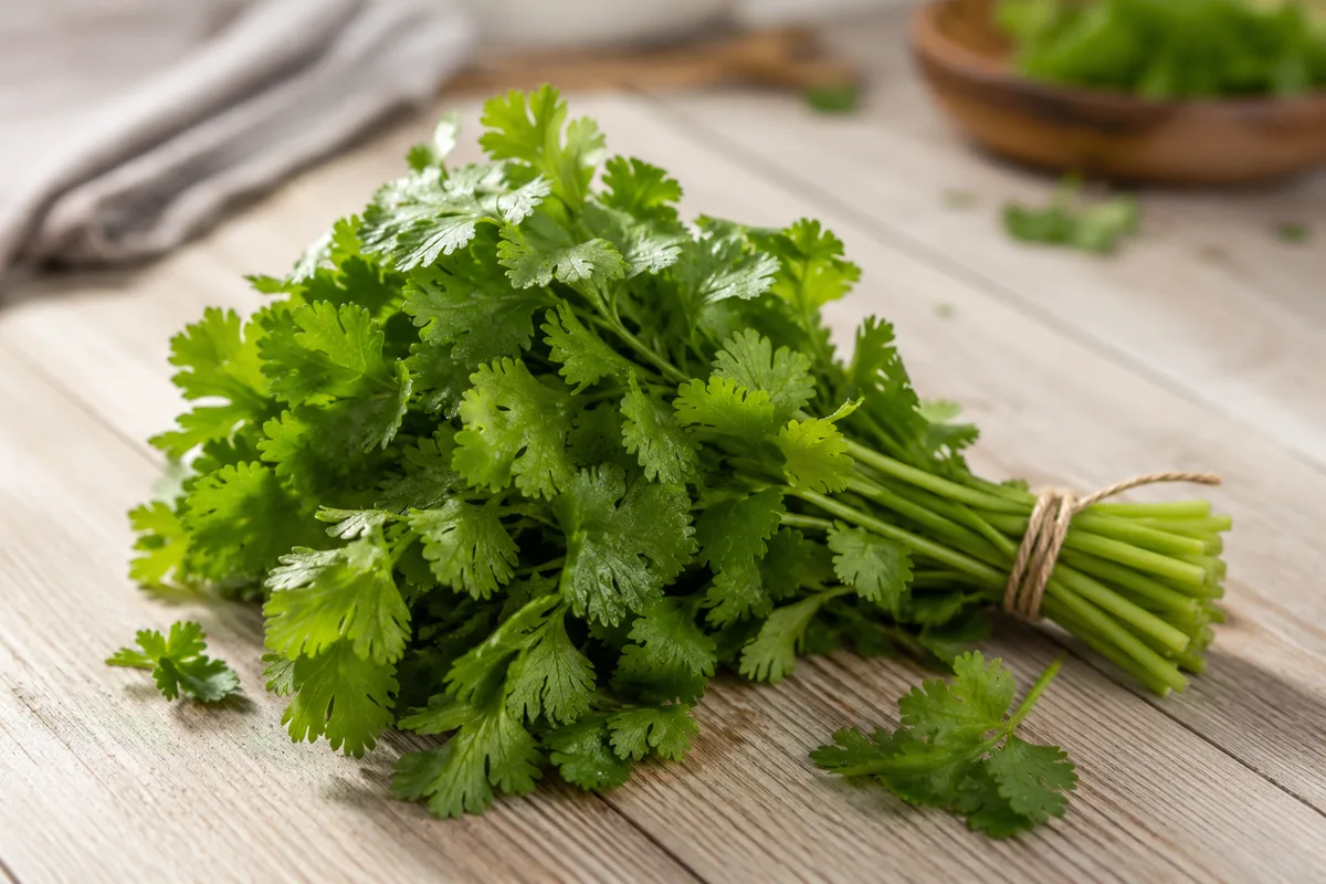 Fresh culantro, long serrated leaves