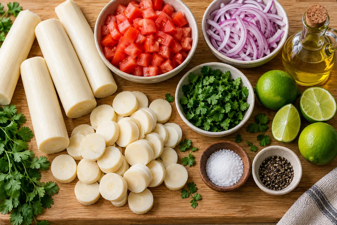 Ingredients for ensalada de chonta