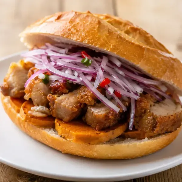Pan con chicharrón, Peru's breakfast sandwich