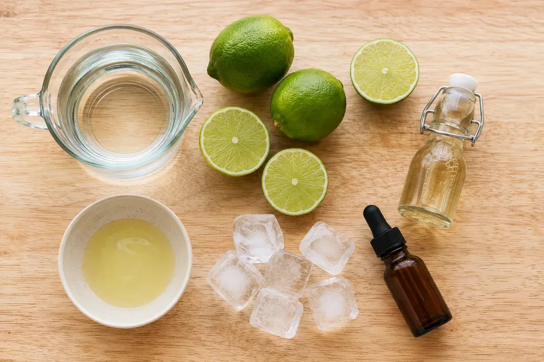 A bottle of pisco, fresh limes, simple syrup, an egg and a bottle of Angostura bitters