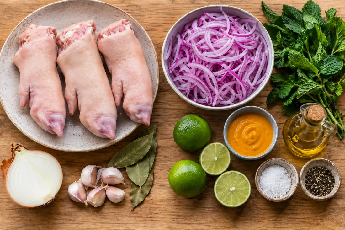 Ingredients for sarsa de patitas